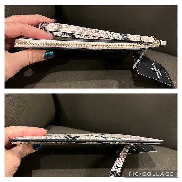 Lucy Snake Embossed Medium L-zip Wristlet NWT - Picture 4 of 5